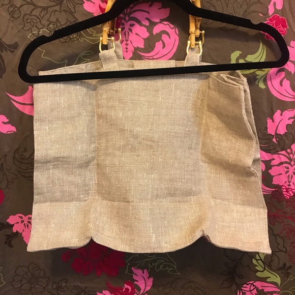 NEW!! Green A-Porter Linen Foldable Tote Bag - Picture 3 of 7